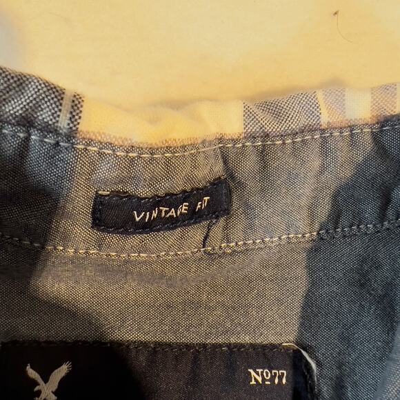 American Eagle Outfitters Button Up Shirt Men Med Vintage Fit Pearl Snap Buttons - Picture 7 of 15